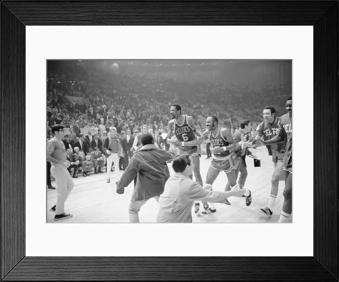 Framed Print : Boston Basketball Coach Bill Russell and Emmette Bryant Framed Print : Boston Basketball Coach Bill Russell and Emmette Bryant