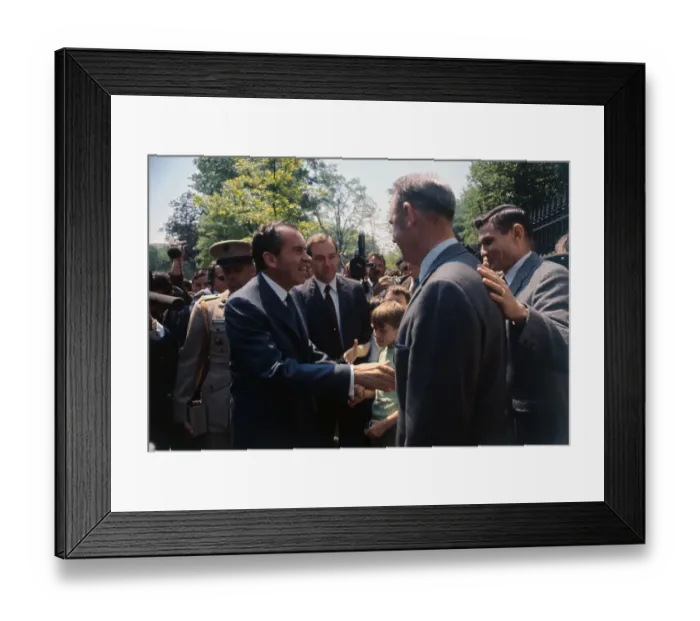 Framed Print : President Nixon Shaking Hands With Tourists Framed Print : President Nixon Shaking Hands With Tourists