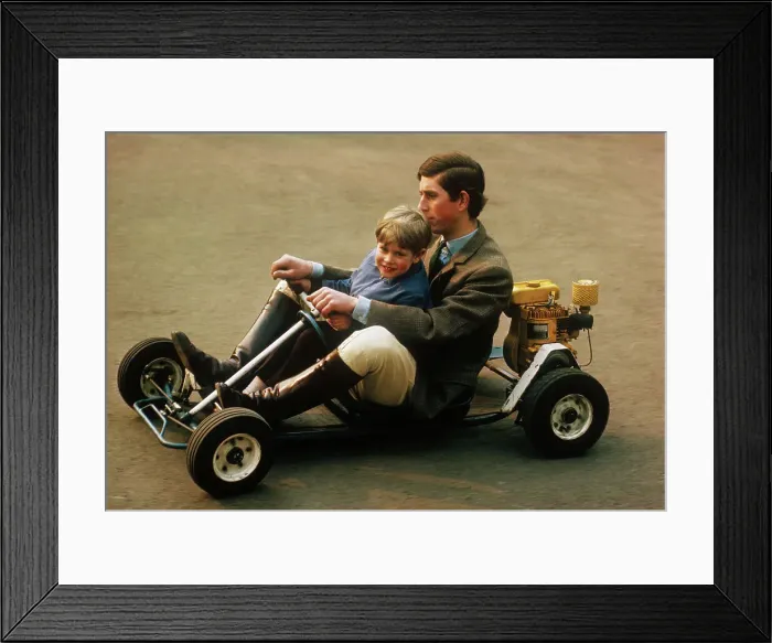 Framed Print : Prince Charles Riding with Brother in Cart Framed Print : Prince Charles Riding with Brother in Cart