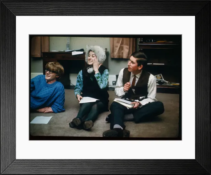 Framed Print : Prince Charles Sitting on Floor with College Friends