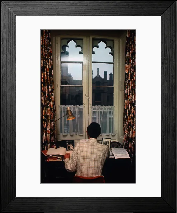 Framed Print : Prince Charles Sitting at Desk with Back to Camera Framed Print : Prince Charles Sitting at Desk with Back to Camera