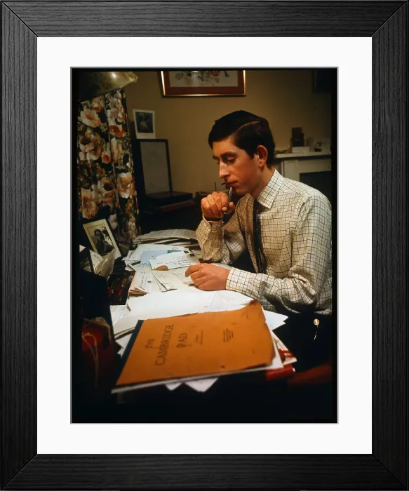 Framed Print : Prince Charles Studying at Desk Framed Print : Prince Charles Studying at Desk