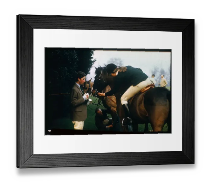 Framed Print : Prince Charles with Sister and her Horse Framed Print : Prince Charles with Sister and her Horse
