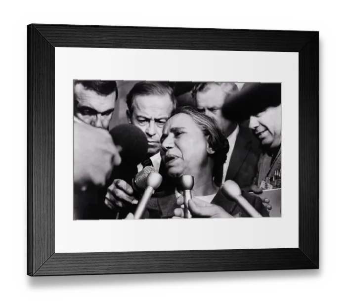 Framed Print : Mary Sirhan, Mother of RFK's Killer, Speaks To Press Framed Print : Mary Sirhan, Mother of RFK's Killer, Speaks To Press