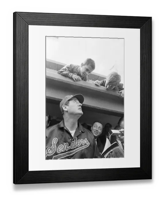 Framed Print : Ted Williams Talks To Young Baseball Fan Framed Print : Ted Williams Talks To Young Baseball Fan