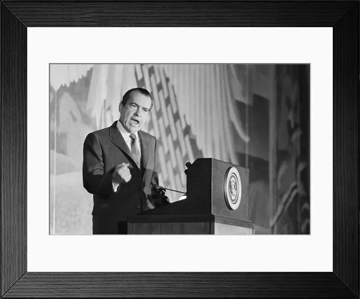 Framed Print : President Nixon Speaking at Podium Framed Print : President Nixon Speaking at Podium