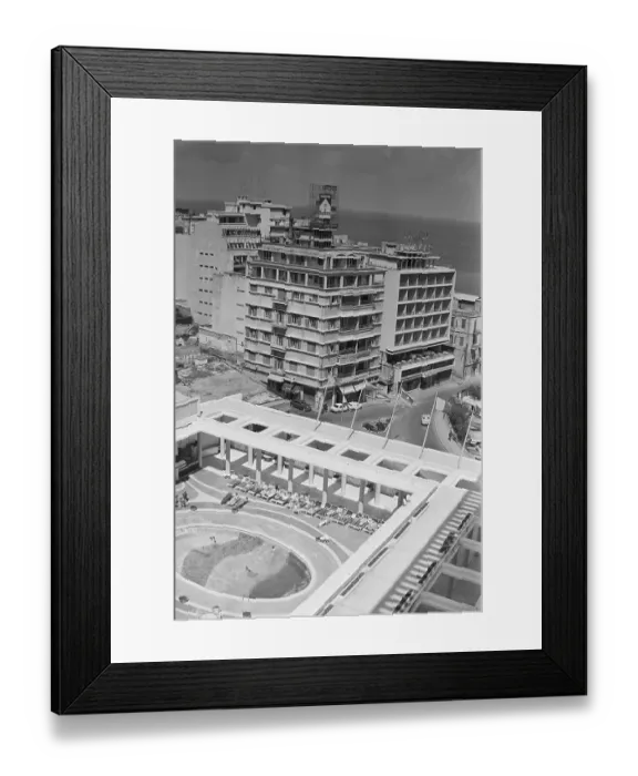 Framed Print : View of Modernized Swimming Pool