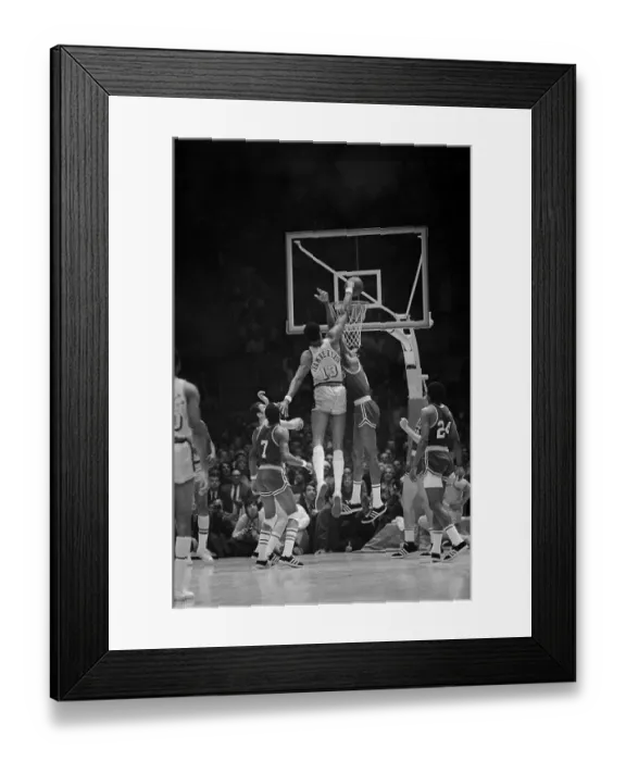 Framed Print : Wilt Chamberlain Dunking Ball in Basket Framed Print : Wilt Chamberlain Dunking Ball in Basket