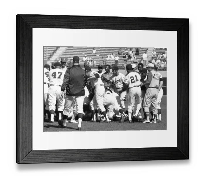 Framed Print : Athletics v. Twins Fight Framed Print : Athletics v. Twins Fight