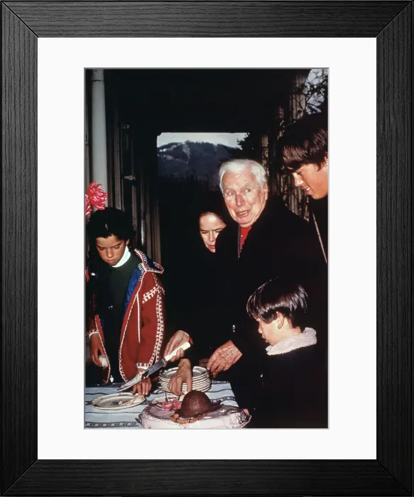 Framed Print : Charlie Chaplin with Family Framed Print : Charlie Chaplin with Family