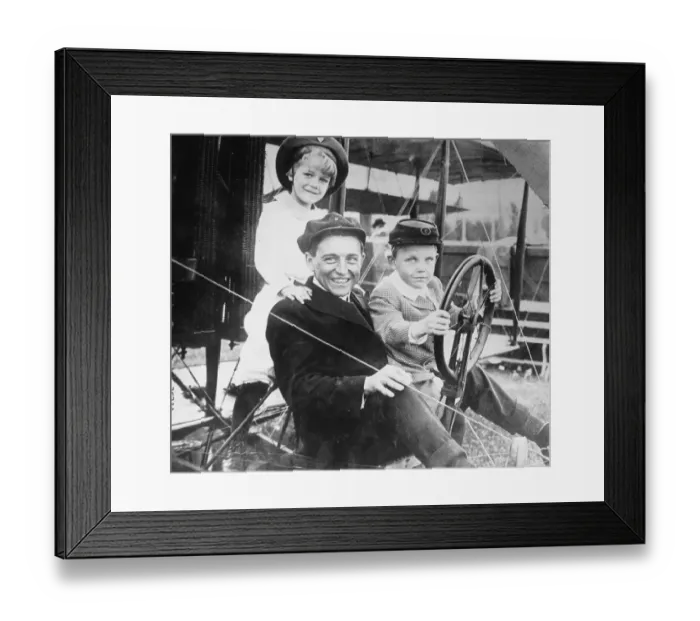 Framed Print : Hearst Children Posing with Aviator Art Smith Framed Print : Hearst Children Posing with Aviator Art Smith