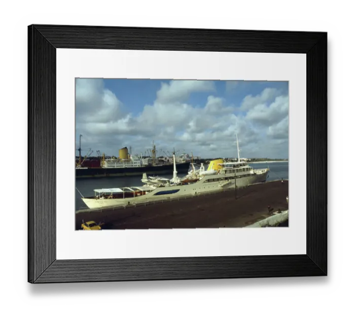 Framed Print : View of Large Yacht Offshore Framed Print : View of Large Yacht Offshore