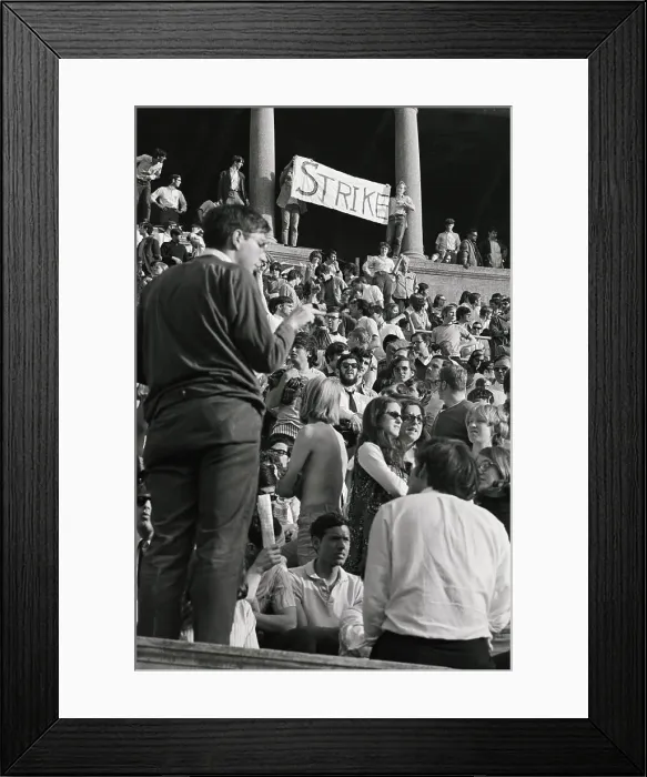 Framed Print : Student Takes Vote of Crowd on a Strike Framed Print : Student Takes Vote of Crowd on a Strike