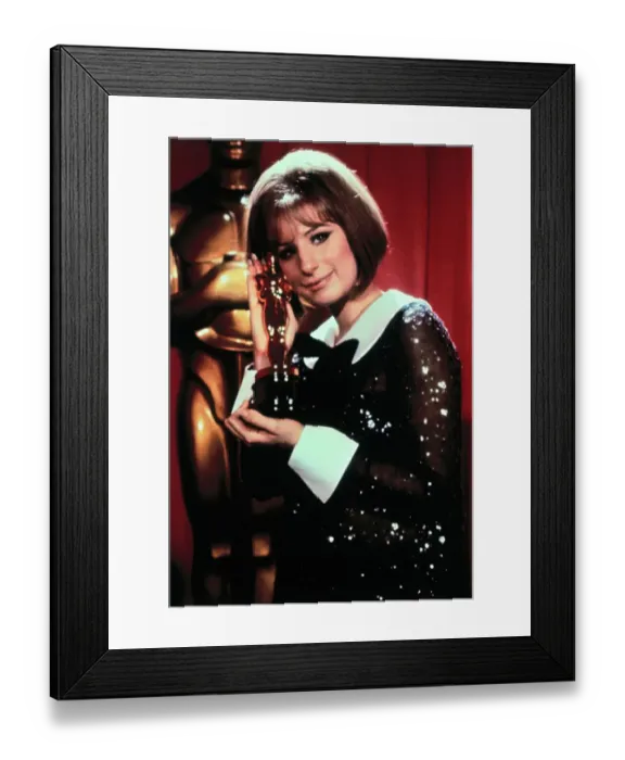 Framed Print : Barbara Streisand Hugging Oscar Framed Print : Barbara Streisand Hugging Oscar
