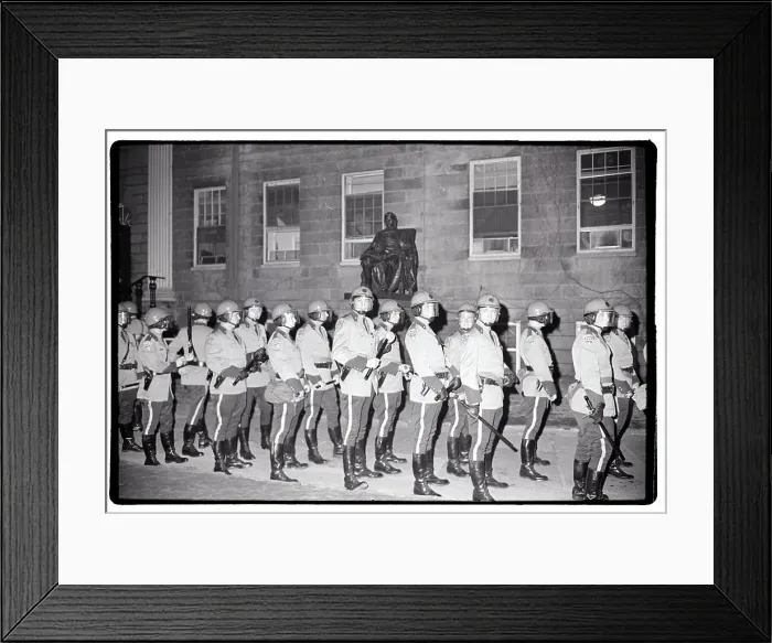 Framed Print : State Troops Lined Up in Front of Statue Framed Print : State Troops Lined Up in Front of Statue