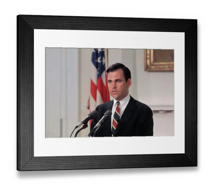 Framed Print : Ron Ziegler Speaking at White House