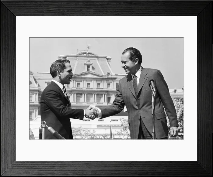 Framed Print : King Hussein Shakes Hands with President Nixon Framed Print : King Hussein Shakes Hands with President Nixon