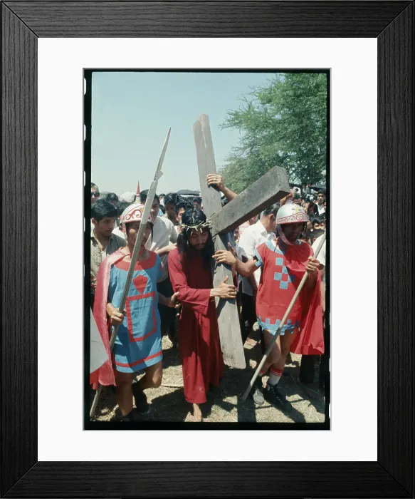 Framed Print : Re-Enactment of Jesus Christ Carrying the Cross Framed Print : Re-Enactment of Jesus Christ Carrying the Cross