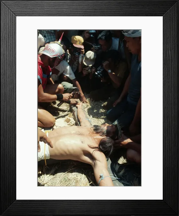 Framed Print : Juanito Piring Nailed to Cross in Re-Enactment Framed Print : Juanito Piring Nailed to Cross in Re-Enactment