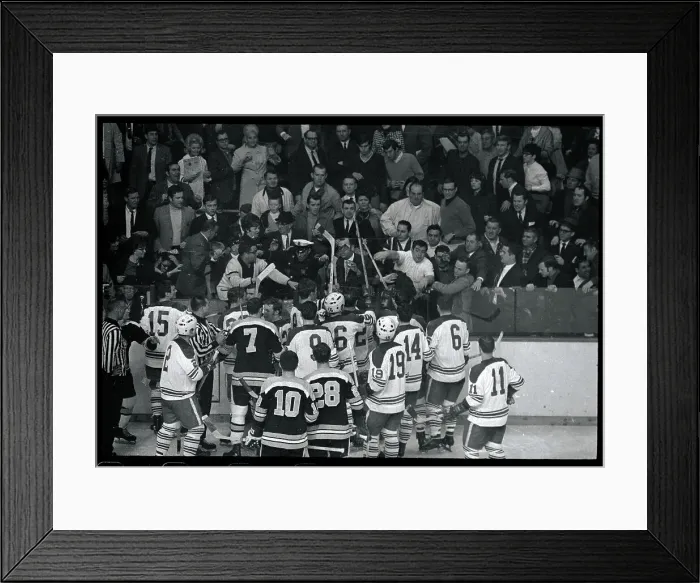 Framed Print : Fans Attacking Hockey Penalty Box Framed Print : Fans Attacking Hockey Penalty Box