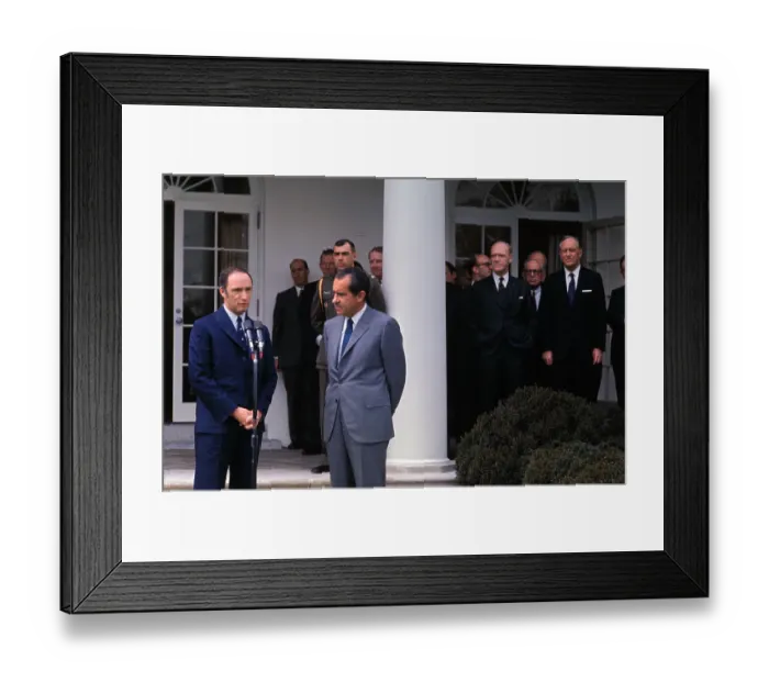 Framed Print : Pierre Elliot Trudeau Speaking Alongside Richard Nixon Framed Print : Pierre Elliot Trudeau Speaking Alongside Richard Nixon