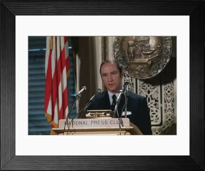 Framed Print : Pierre Trudeau Speaking at National Press Club Framed Print : Pierre Trudeau Speaking at National Press Club