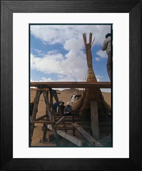 Framed Print : Norwegian Explorer Thor Heyerdahl Building Boats Framed Print : Norwegian Explorer Thor Heyerdahl Building Boats