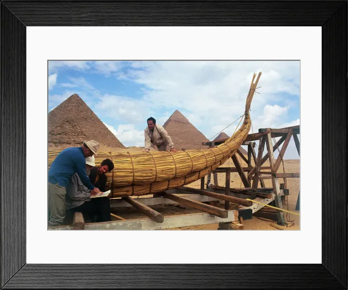 Framed Print : Norwegian Explorer Thor Heyerdahl Building Boats Framed Print : Norwegian Explorer Thor Heyerdahl Building Boats