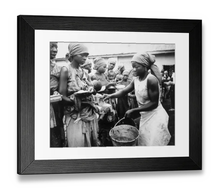 Framed Print : Women and Children Get Food at Refugee Camp Framed Print : Women and Children Get Food at Refugee Camp