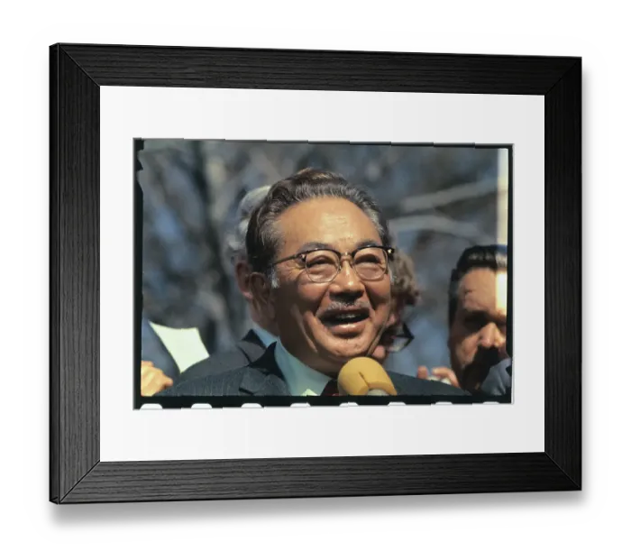 Framed Print : Samuel Hayakawa Smiling as He Speaks to Newsmen Framed Print : Samuel Hayakawa Smiling as He Speaks to Newsmen