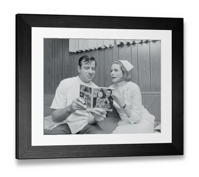 Framed Print : Ingrid Bergman and Walter Matthau Reading Book Framed Print : Ingrid Bergman and Walter Matthau Reading Book