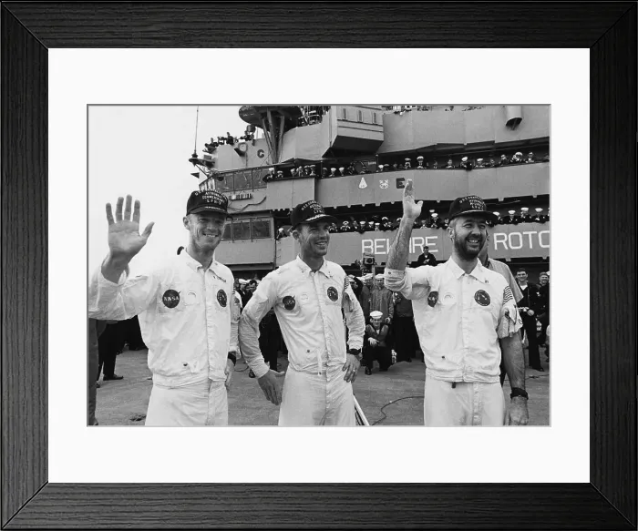 Framed Print : Astronauts Wave Aboard Recovery Ship Framed Print : Astronauts Wave Aboard Recovery Ship