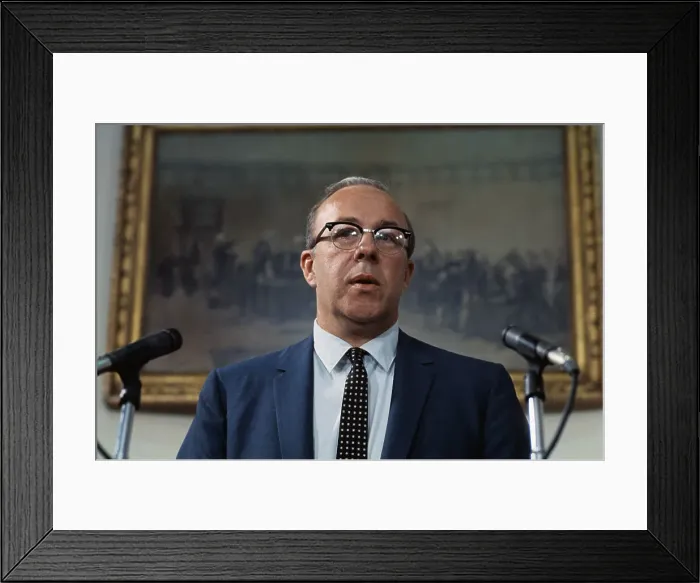 Framed Print : George Shultz Speaking at Microphone Framed Print : George Shultz Speaking at Microphone