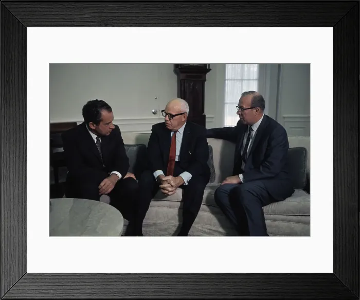 Framed Print : Richard Nixon Sitting with Union and Labor Leader