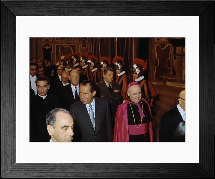 Framed Print : Richard Nixon with Giovanni Benelli and William P Rogers Framed Print : Richard Nixon with Giovanni Benelli and William P Rogers