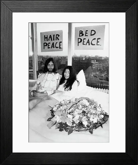 Framed Print : John Lennon and Yoko Ono's Honeymoon Bed-In Framed Print : John Lennon and Yoko Ono's Honeymoon Bed-In