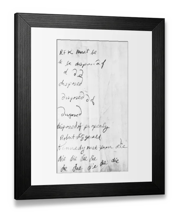 Framed Print : Document from Sirhan Sirhan Trial Framed Print : Document from Sirhan Sirhan Trial