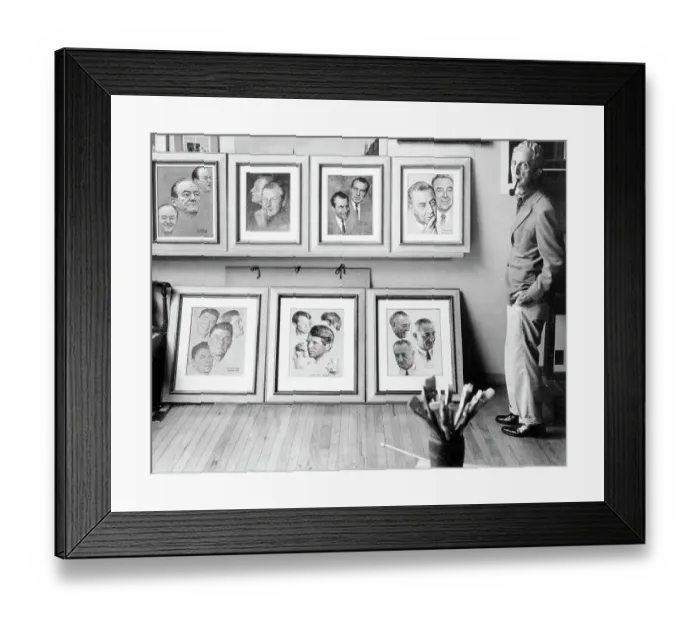 Framed Print : Norman Rockwell with His Paintings Framed Print : Norman Rockwell with His Paintings
