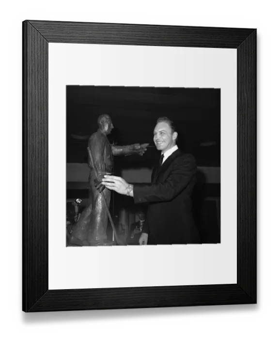 Framed Print : Bobby Hull Admiring Trophy Framed Print : Bobby Hull Admiring Trophy