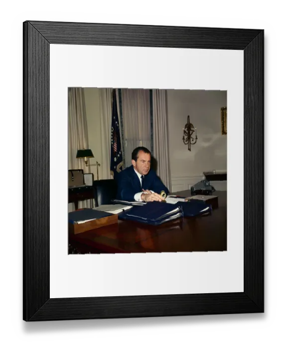 Framed Print : President Nixon Studying in his Office Framed Print : President Nixon Studying in his Office