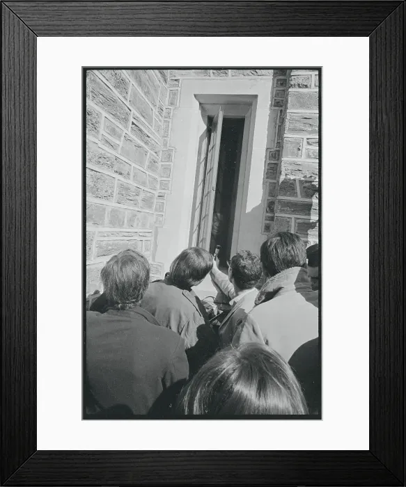 Framed Print : Reporters Talking with Vigilante Framed Print : Reporters Talking with Vigilante