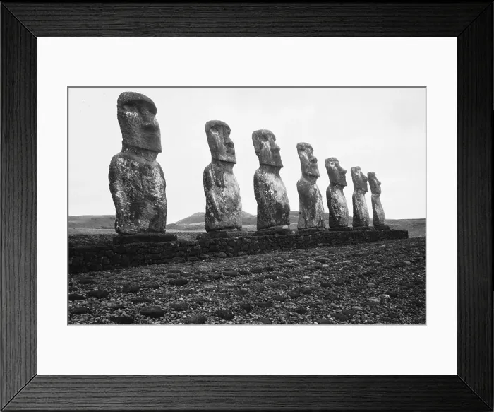 Framed Print : Line Of Statues On Easter Island Framed Print : Line Of Statues On Easter Island