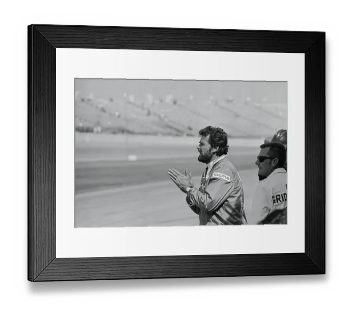 Framed Print : James Garner Watching an Auto Race Framed Print : James Garner Watching an Auto Race