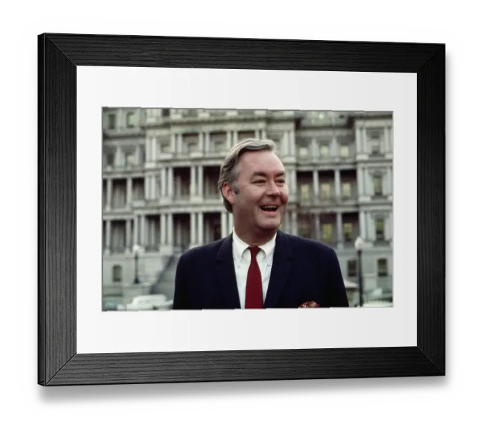 Framed Print : Daniel P. Moynihan Standing Outside and Smiling Framed Print : Daniel P. Moynihan Standing Outside and Smiling