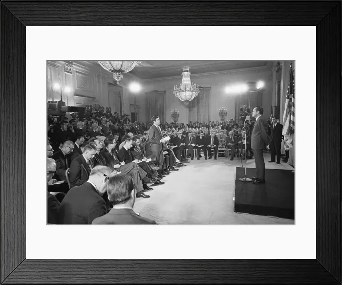 Framed Print : President Nixon Holding First Press Conference