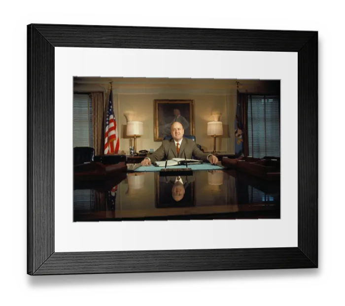 Framed Print : Defense Secretary Melvin Laird Posing at His Desk Framed Print : Defense Secretary Melvin Laird Posing at His Desk