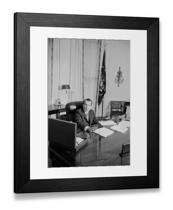 Framed Print : Richard Nixon Sitting at Desk Framed Print : Richard Nixon Sitting at Desk