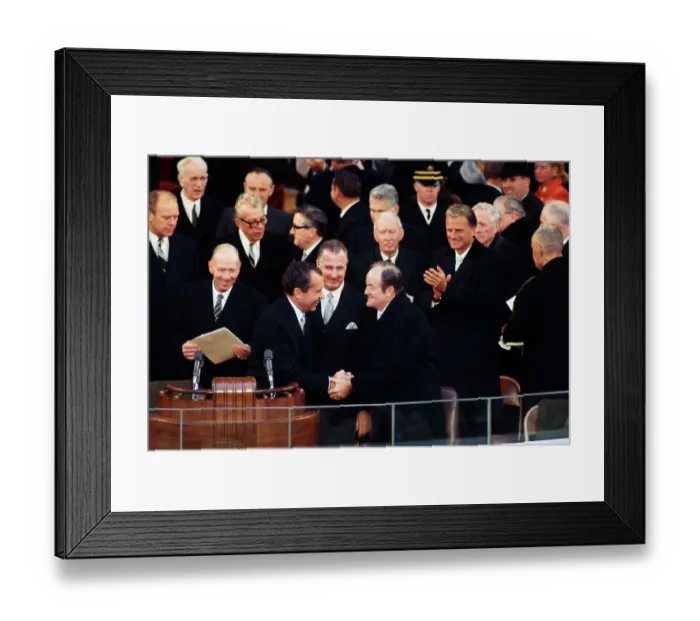 Framed Print : Richard Nixon Shakes Hands with Hubert Humphrey at Inauguration Framed Print : Richard Nixon Shakes Hands with Hubert Humphrey at Inauguration