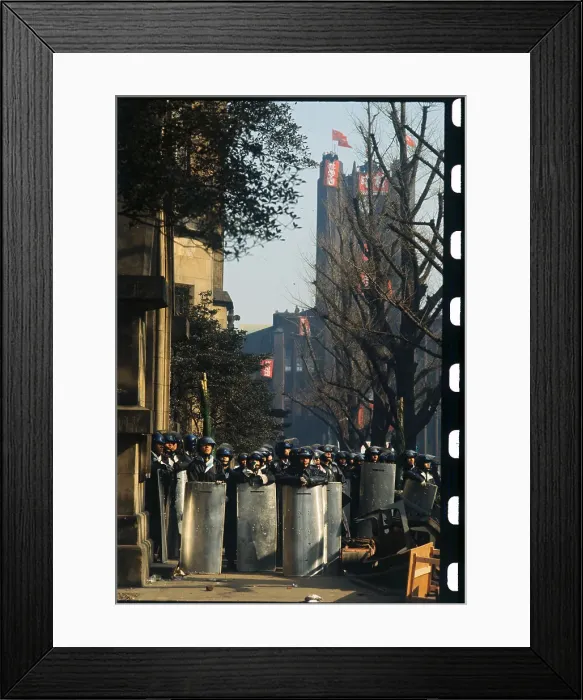 Framed Print : Police Stopping Radical Students Framed Print : Police Stopping Radical Students