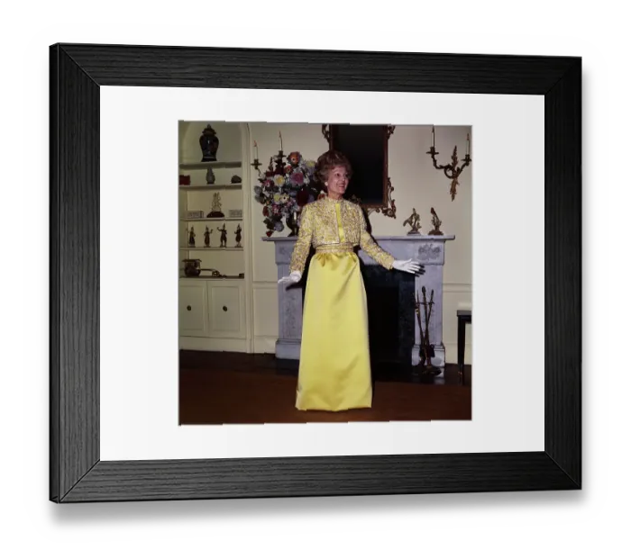 Framed Print : Pat Nixon Modeling Long Yellow Gown Framed Print : Pat Nixon Modeling Long Yellow Gown